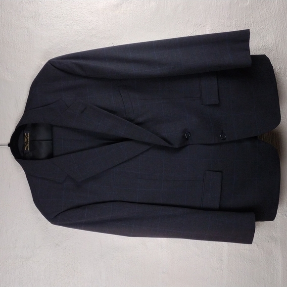 Brooks Brothers Black Windowpane Check One Notched Two Button Dress Suit Jacket - Picture 2 of 16